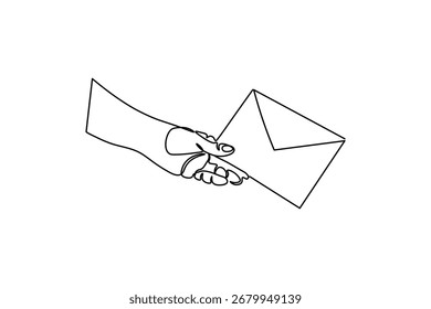 Envelope one line drawing minimalist vector art
