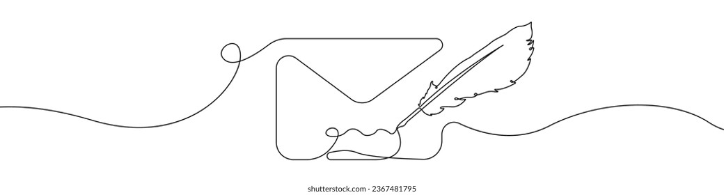 Envelope one line drawing vector. Envelope with pen continuous line drawing vector. A set of envelopes with a single line drawing. Background contour line envelope for letters vector.
