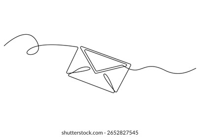 Envelope one line drawing.Continuous line drawing of paper envelope. Open envelope continuous line.New message or letter sent by email.