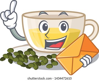 With envelope oolong tea isolated in the mascot