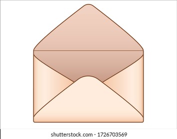 The envelope. Open blank envelope of aged yellowish paper - vector full color picture. Open envelope.