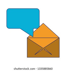 envelope open with blank bubble blue lines