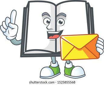 With envelope open book with character mascot style