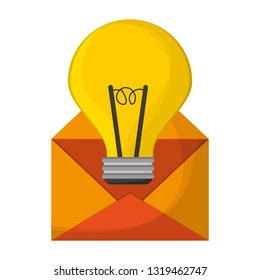 envelope open with bulb light