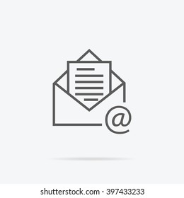 Envelope open design line thin. Letter icon mail. Email logo. Vector illustration