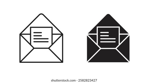 Envelope open filled and outlined icons vectors on white background