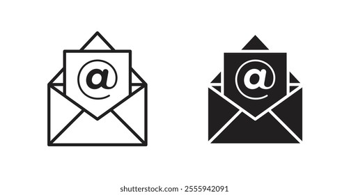 Envelope open flat simple vector symbols illustration.