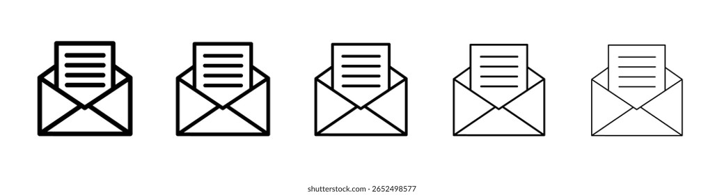 Envelope open icon black and white vector sign