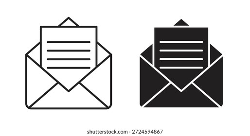Envelope open icon with line and silhouette versions.