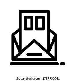 sobre icono abierto o logotipo símbolo de signo aislado ilustración vectorial de alta calidad estilo negro iconos vectoriales
