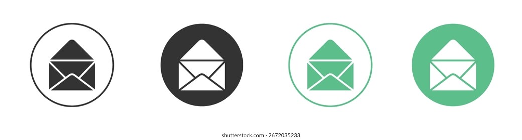 Ícone de abertura de envelope Conjunto de ícones de vetor de linha plana mínimo.