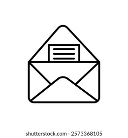 Envelope open icon Outline thin set