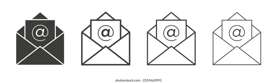 Envelope open icon pack. vector illustration