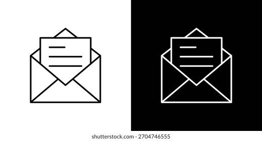 Envelope open icon pixel perfect. Outline symbol. Simple linear drawing.