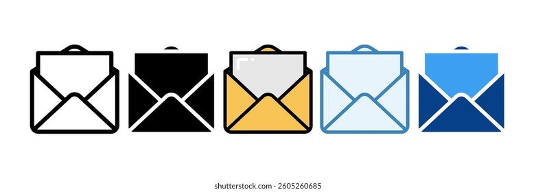 Envelope Open Icon Set Multiple Style Collection