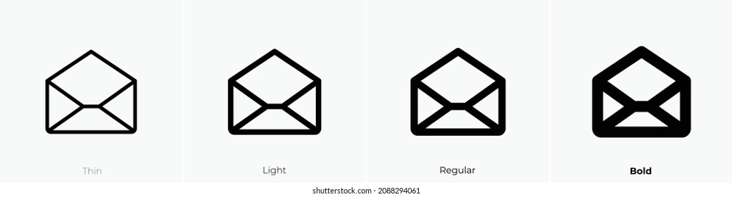 envelope open icon. Thin, Light Regular And Bold style design isolated on white background