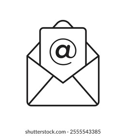 Envelope open icon vector isolated on white background.