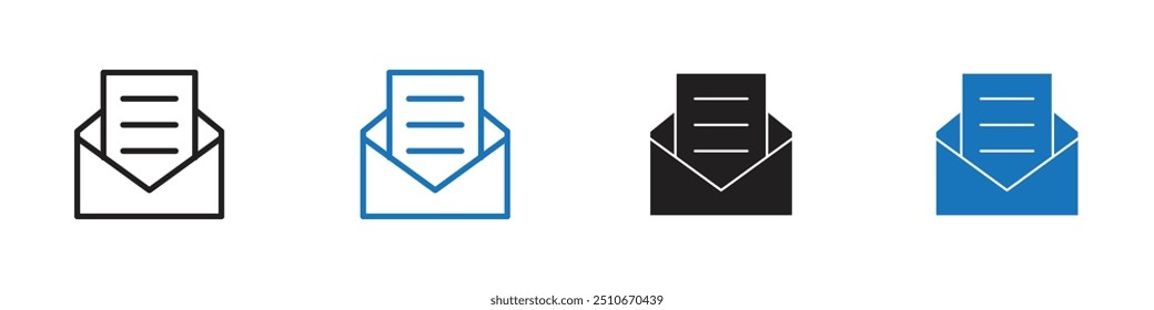 Envelope open icon Vector set outline