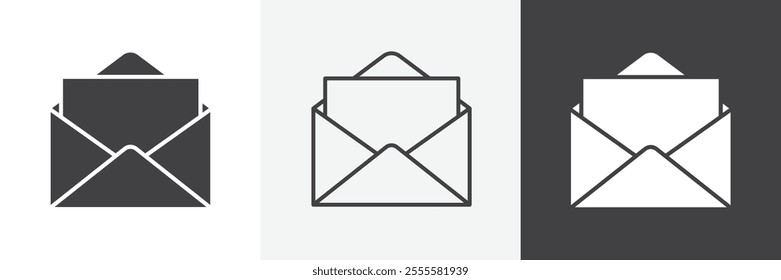 Envelope open icon vector set for ui designs