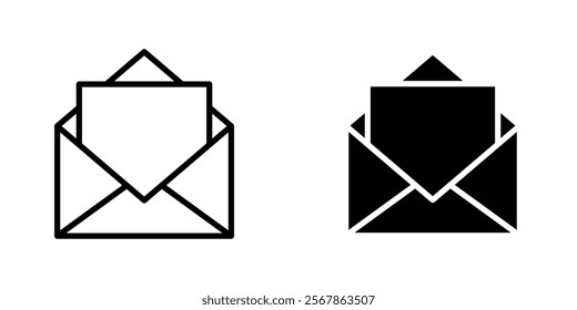 Envelope open icons collection in Filled flat and thin line style.