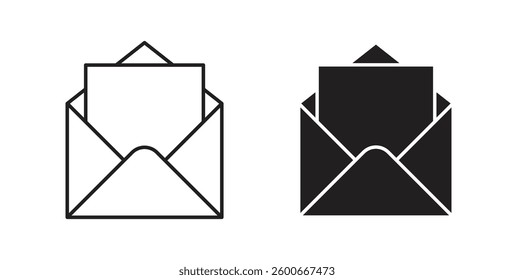 Envelope open icons graphics set vectors