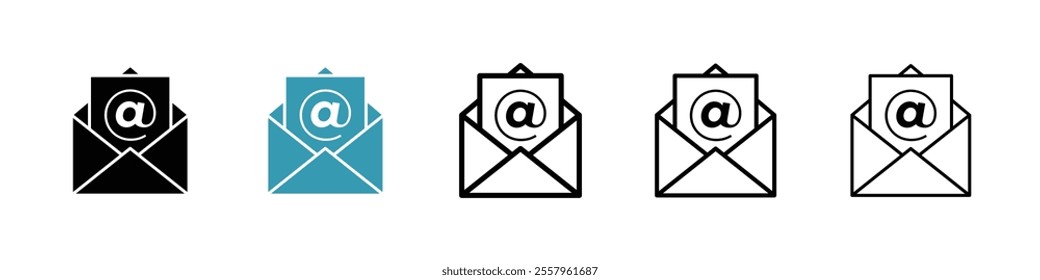 Envelope open icons pack in black and blue.