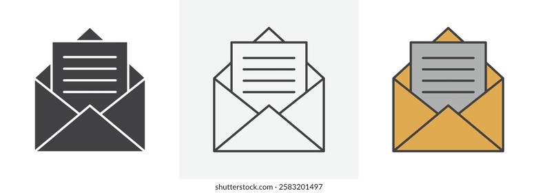 Envelope open icons pack for website designs