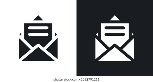 Envelope open icons set vectors black and colored style