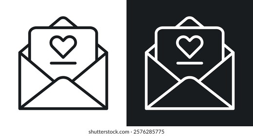 Envelope open icons in thin black and white stroke liner style