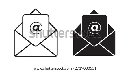 Envelope open icons, vector symbols. filled flat sign