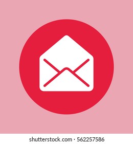 envelope open letter mail email white simple icon on red circle