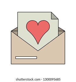 Envelope open with love letter