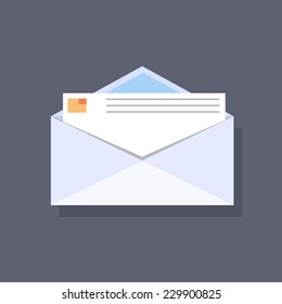 envelope open mail flat icons design vector color object
