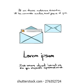 Envelope Open Mail Hand Draw Color Icon Vector Illustration
