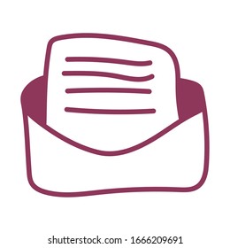 envelope open on white background, line style icon vector illustration design