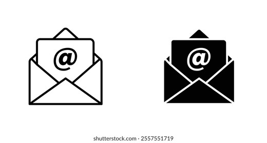 Envelope open outlined and solid icon vector collection.