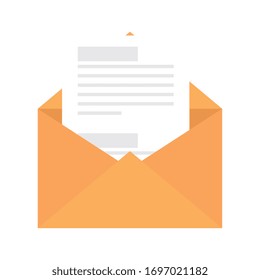envelope open with paper isolated icon vector illustration design