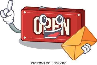 With envelope open sign isolated in the cartoon