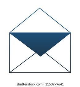 Envelope open symbol blue lines