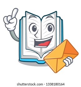 With envelope opened book isolated in the character