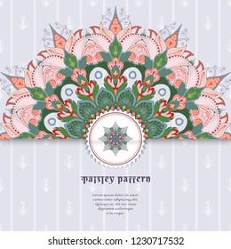 Envelope with oriental pattern. Indian paisley flowers