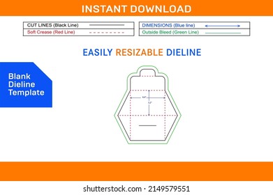 Envelope origami dieline template and 3D vector file