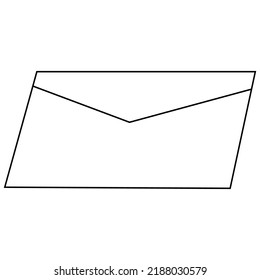 envelope outline vector illustration,isolated on white background,top view
