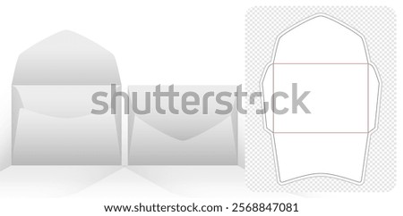 envelope packaging die cut templates design. 3d mock up wrapping envelopes for your message, packaging branding, products compartments unique designs, minimalist conceptual holder, wedding invitations