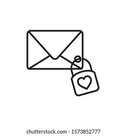envelope and padlock with heart line style vector illustration design