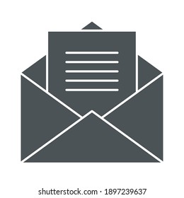 envelope and page over white background, silhouette style, vector illustration