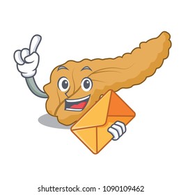 With envelope pancreas character cartoon style