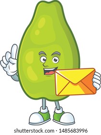 With envelope papaya fresh on the cartoon character