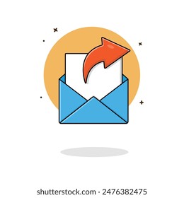 Envelope with Paper and Arrow Sign Vector Illustration. Sending Message Concept Design