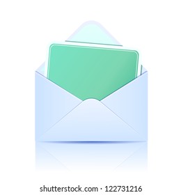 Envelope with paper card. Concept of email. Vector illustration